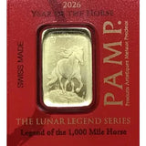 1 Gram PAMP Suisse 9999 Fine Gold Lunar Year of the Horse Bar Sealed Assay Card2