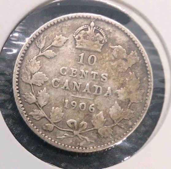 1906 Canada 10 Cents Silver Coin Edward VII Dime G0