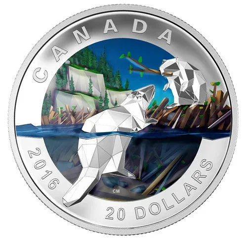 2016 Canada RCM $20 Geometry in Art: Beaver Pure Silver .9999 Proof Coin in OGP - NumisFind