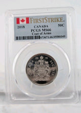 2018 Canada COAT OF ARMS Half Dollar 50c PCGS MS66 FIRST STRIKE Coin0
