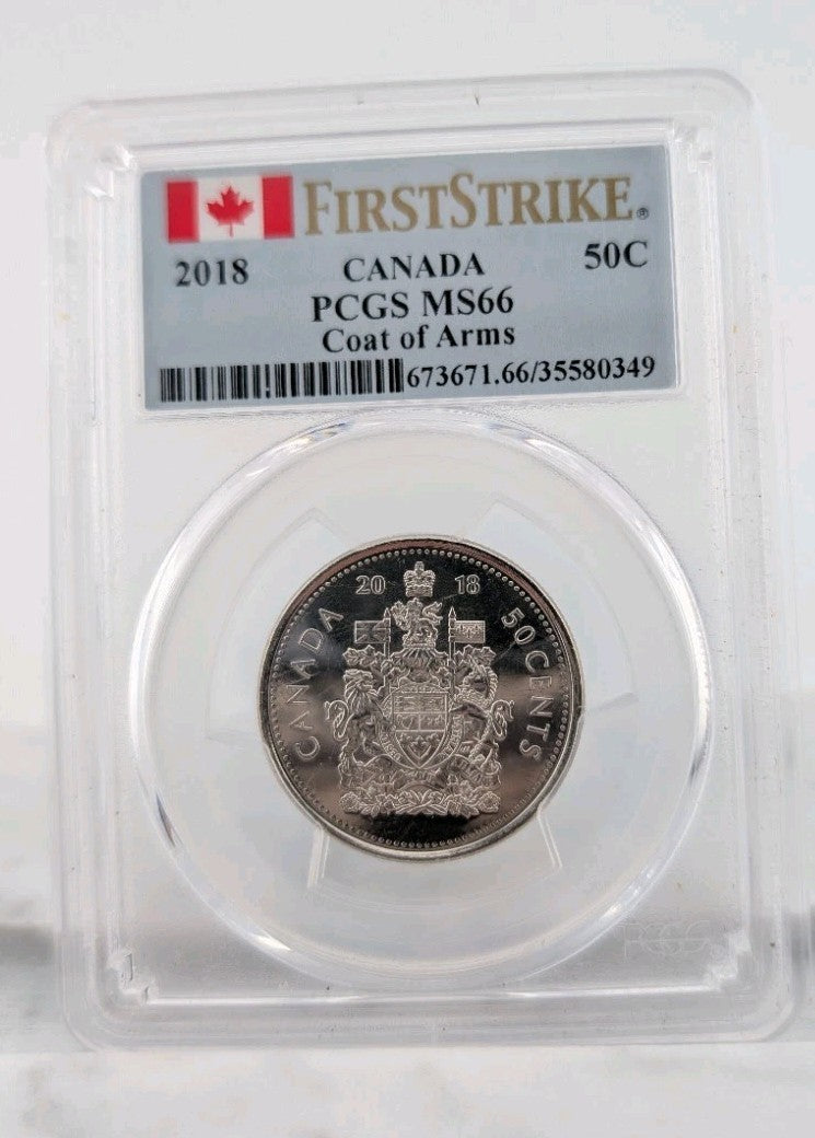 2018 Canada COAT OF ARMS Half Dollar 50c PCGS MS66 FIRST STRIKE Coin0