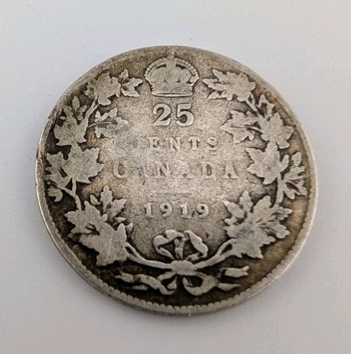 1919 Canada 25 cents .925 silver George V0