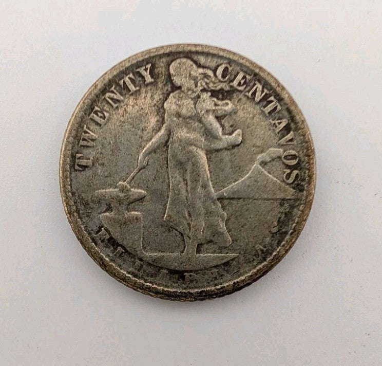 1945-D Philippines 20 Centavos Silver Foreign Coin - 0.75 Silver 4g1