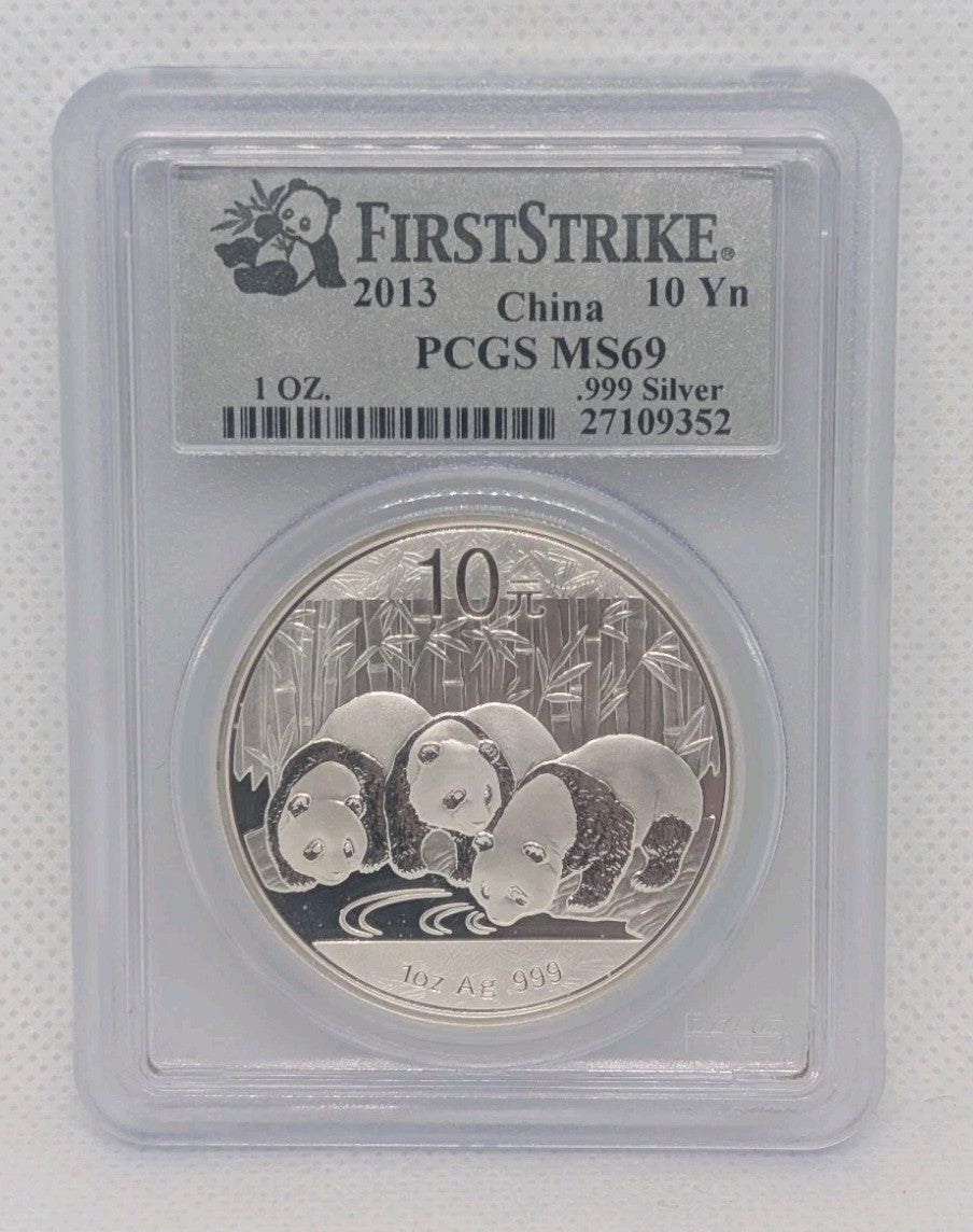 2013 10Yn China 1 oz Silver Panda PCGS MS 69 | First Strike Uncirculated UNC BU0