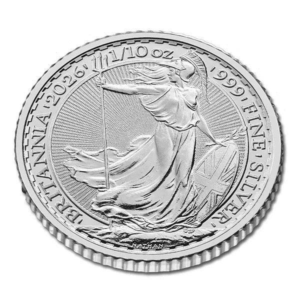 NEW ! 2026 20 Pence Britannia 1/10 oz .999 Fine Fractional Silver Coin - NumisFind