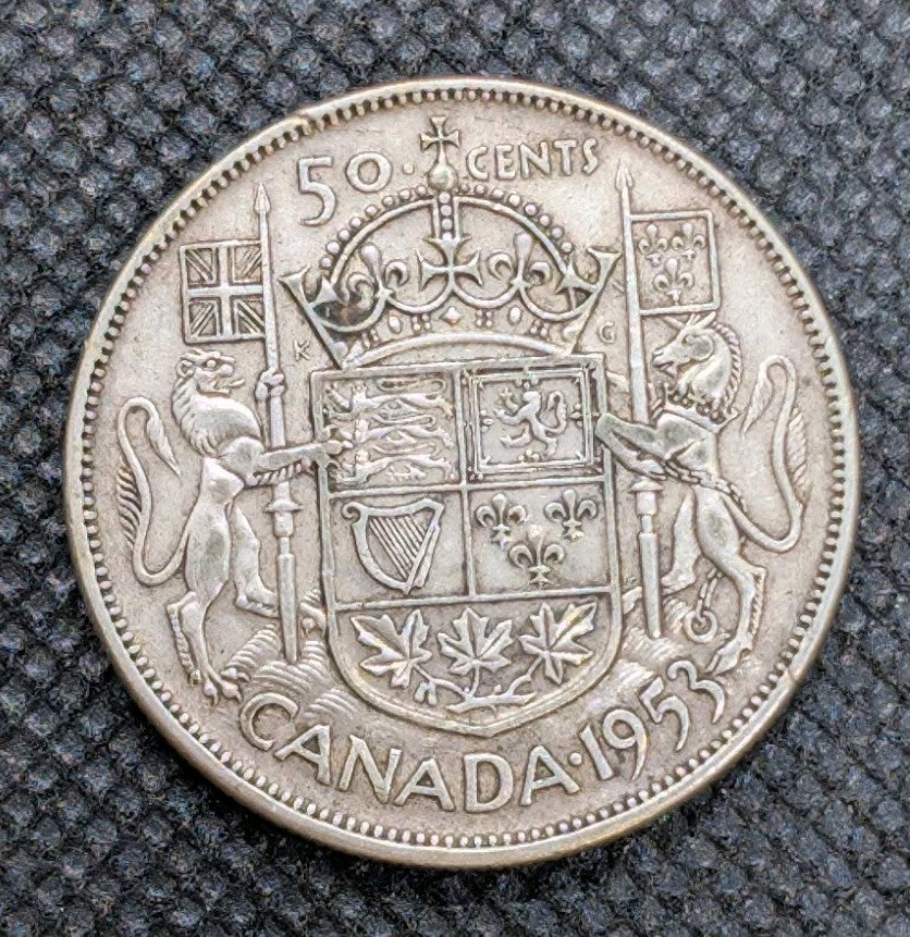 1953 - SD - Canada silver 50 cent - Canadian half dollar - 0.3 oz of silver0