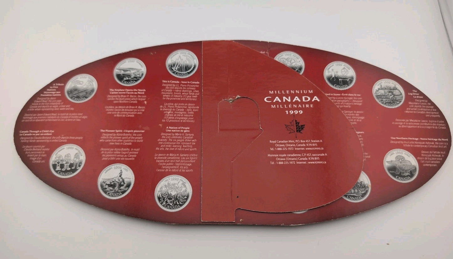 1999 Canada Millennium 12x Quarter (25c) Oval Coin Set.1