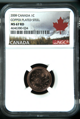 Canada one 1C Cent Coin 2009 NGC MS 67 RD Queen Elizabeth II Canadian Coin0