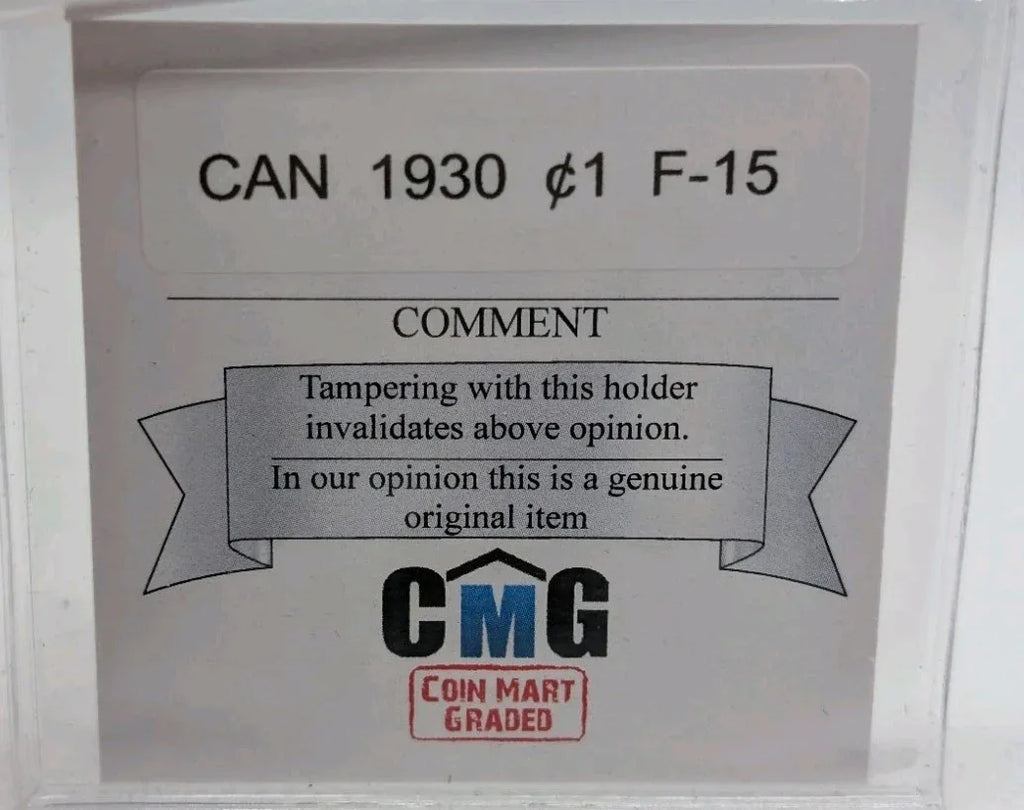 1930 CANADA 1 ONE CENT CoinMart Certified F-15 - NumisFind