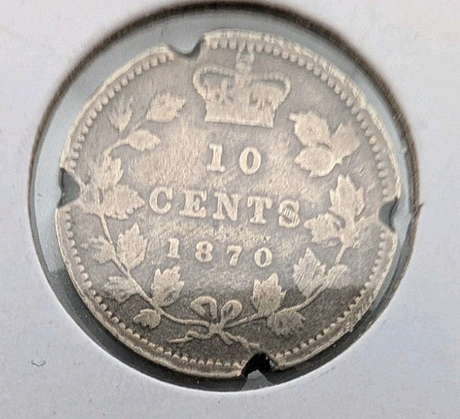 Canada 1870 Wide 0 Silver 10 Cents, Queen Victoria0