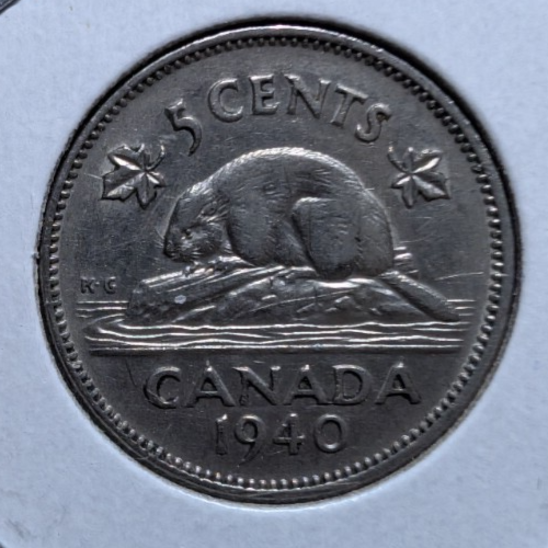 1940 Canada 5 Cent George VI Canadian  Nickel Coin Five Cents0