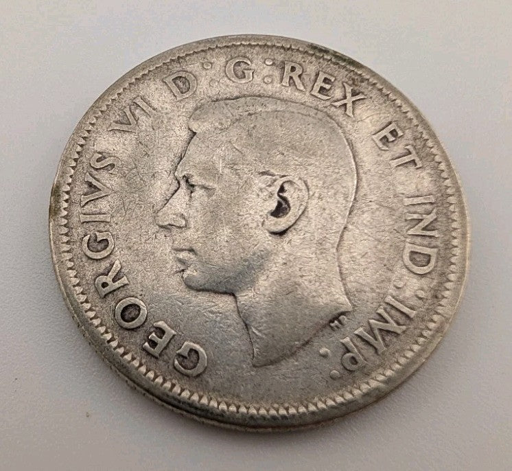 Canada 1944 25 Cents 25c Canadian Caribou Quarter Coin - 80% Silver - ASW .150oz1