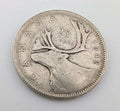 Canada 1942 25 Cents 25c Canadian Caribou Quarter Coin - 80% Silver - ASW .150oz0