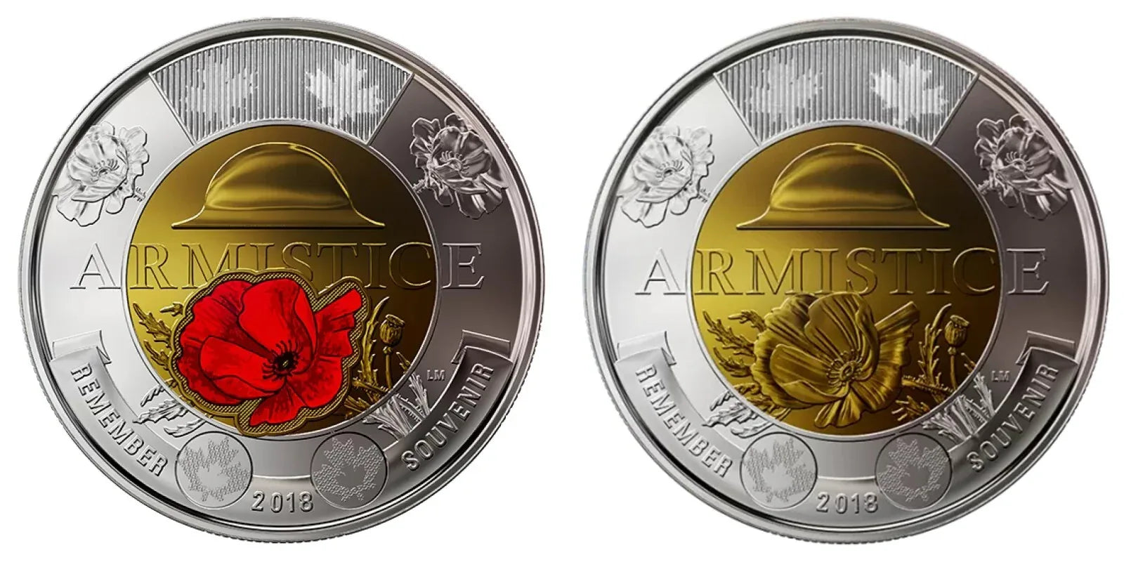 2018 Canada Armistice - WWI end $2 COLOURED AND NON COLOURED Toonie -- from roll - NumisFind