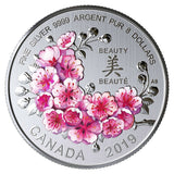 2019 Canada $8 Cherry Blossoms Fine Silver Coin .9999 Proof Color RCM1