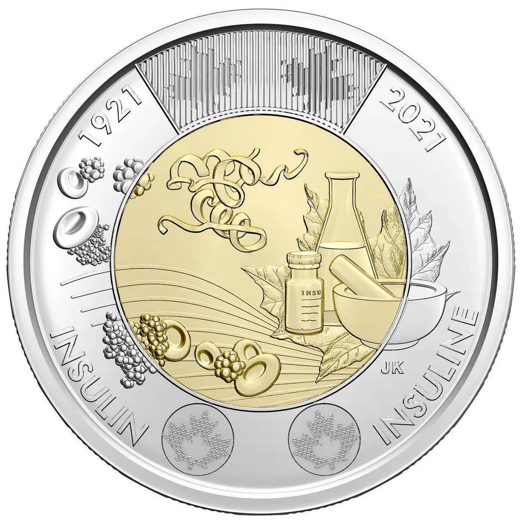 NEW ! 2021 Insulin Toonie $2 No Color Canada Special Wrap RCM Roll - 25 coins - NumisFind