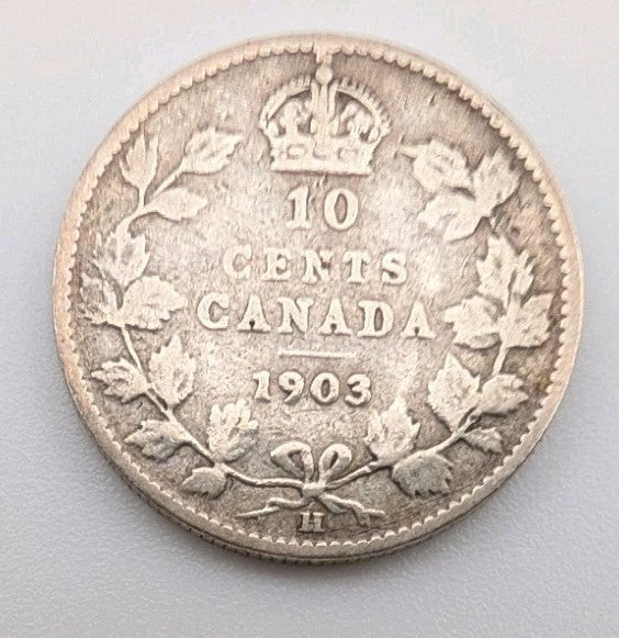 1903-H Canada Silver 10 Cent, Circulated Good condition0
