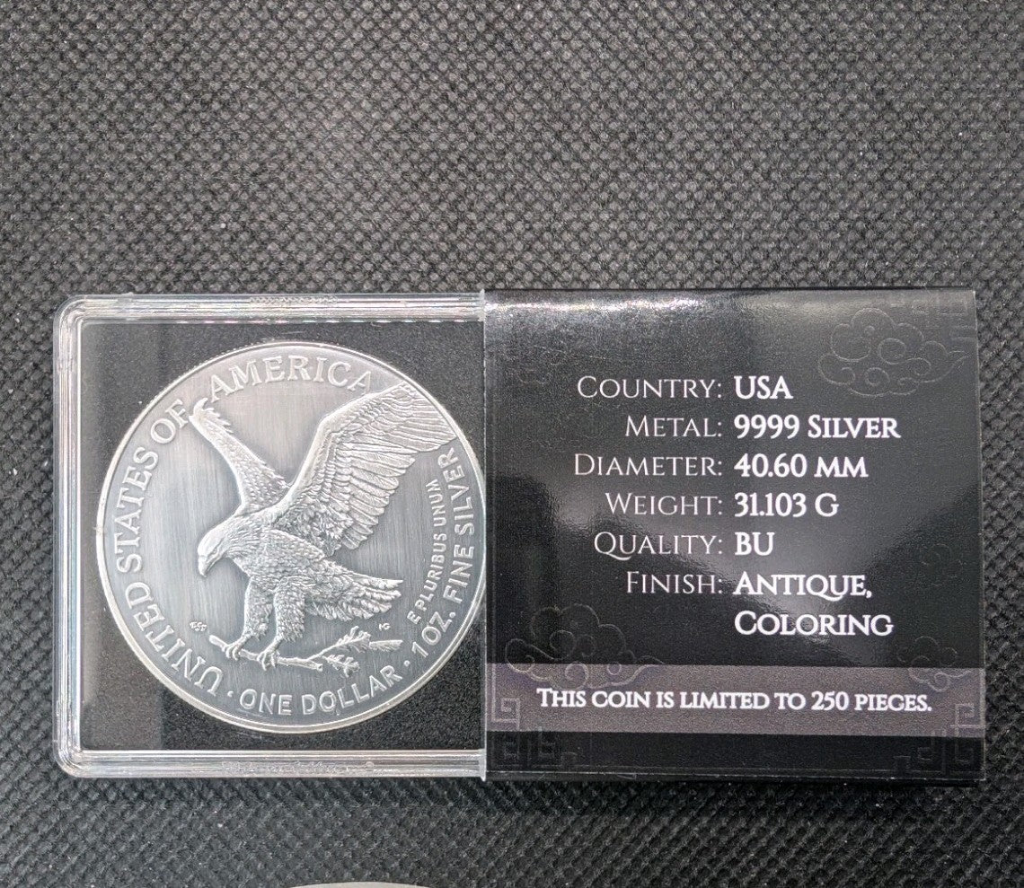 2025 $1 ASE American Silver Eagle Lunar Dragon Order 1oz Coin w COA  Mint:2501