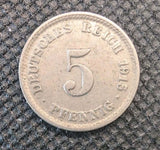 1915 Germany 5 Pfennig Coin – German Empire KM#110
