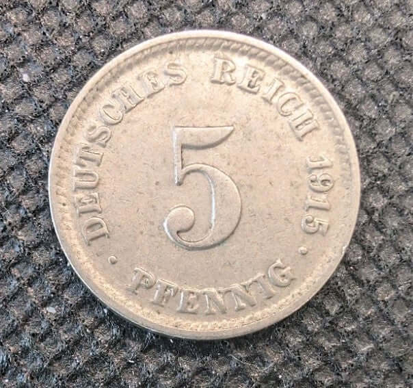1915 Germany 5 Pfennig Coin – German Empire KM#110