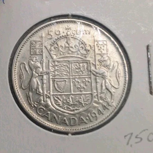 1944 Canada King George VI Silver 50 Cents Half Dollar Coin - VG Nice Patina! - NumisFind