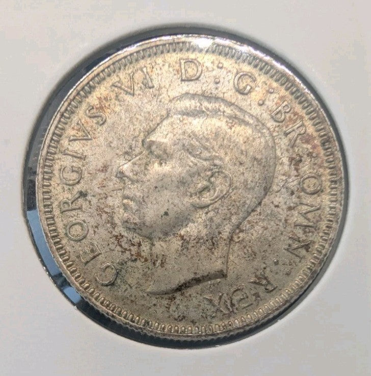 AU! Silver Great Britain 1942 One Shilling - UNC DETAILS - 5.66g of 0.5 Silver1