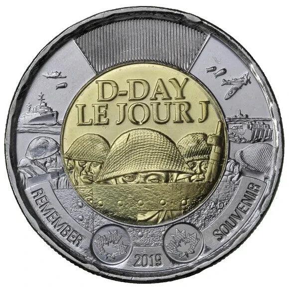 CANADA 2019 75th DDay COLOURED + NO COLOUR UNC $2 dollar toonie coins from roll - NumisFind