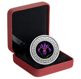  Canada $3 Pure Silver Coloured Coin, Blue Iris - Floral Quebec emblem, 20200