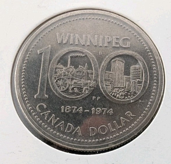 1974 Canada Winnipeg Commemorative Nickel One Dollar Coin. $10