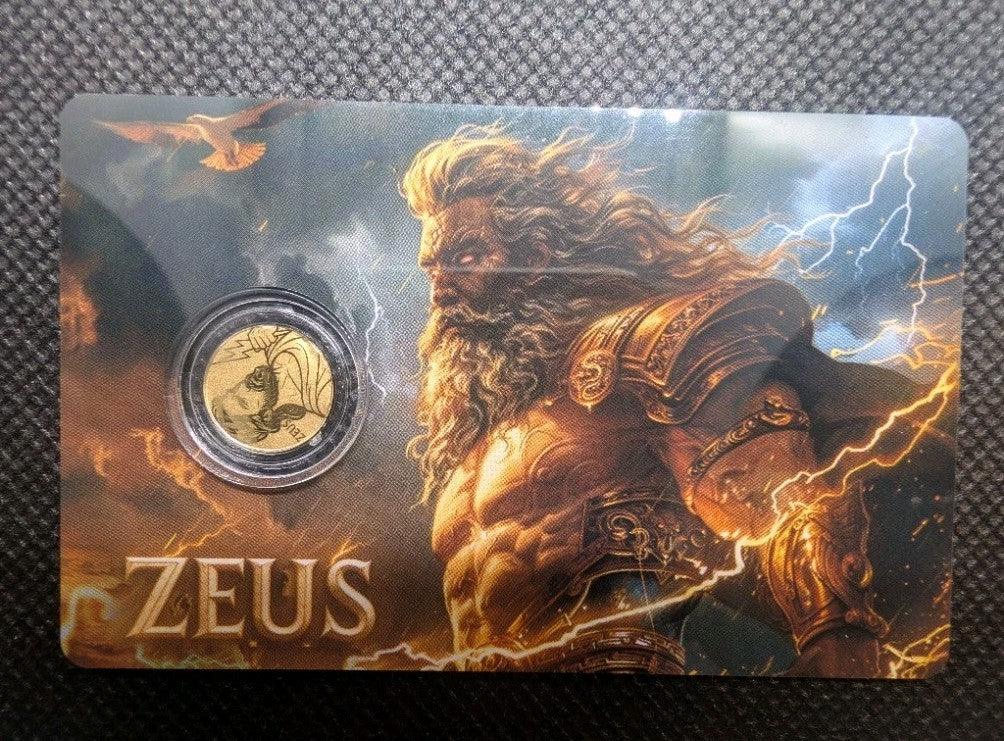 ZEUS Greek Mythology 1/1000 Oz Gold Coin In Card 50 Cents Niue 2025 - NumisFind
