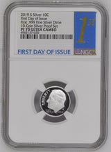 2019-S 10 Coin Clad Proof Set Roosevelt Dime NGC PF-70 UC First Day of Issue0