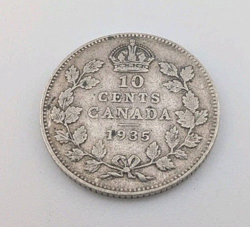 1935 Canadian Silver 10 cent Dime King George V0