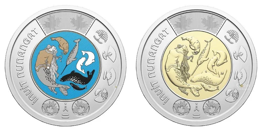 Canada 2024 Inuit Nunangat Non and Coloured BU UNC Toonies from a Roll!! - NumisFind