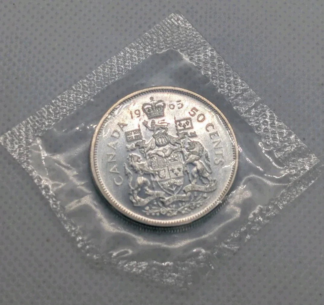 1965 Canadian 50 Cents .800 Silver Half Dollar Queen Elizabeth II - BU Sealed - NumisFind