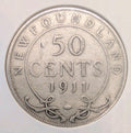 1911 Newfoundland 50 Cents Silver Coin VG8 - George V - Half Dollar Canada Terre0