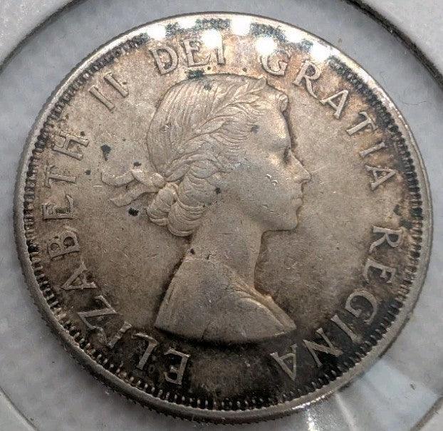 1963 Canadian 50 Cents .800 Silver Half Dollar Queen Elizabeth II Circulated - NumisFind
