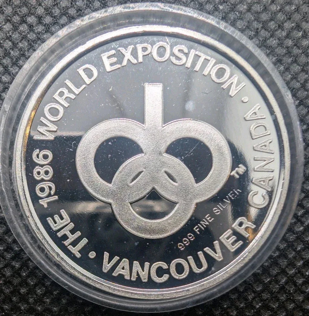 1986 EXPO '86 BC Pavillion Vancouver, BC 1/2 oz Fine Silver Medallion - NumisFind