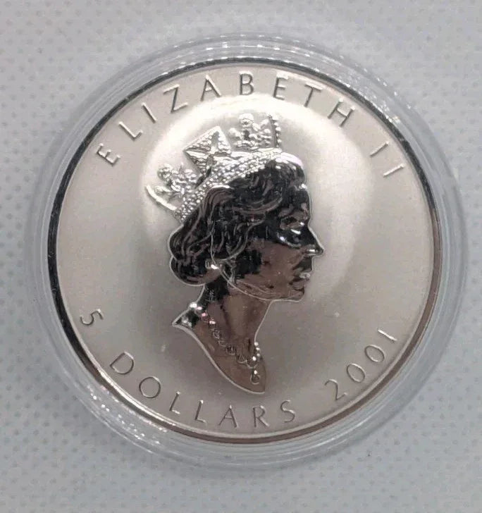 2001 $5 Maple of Good Fortune - 1 oz. Pure Silver Hologram Coin - Perfect condit - NumisFind