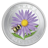 2012 CANADA 25 cent Coloured Coin - Aster & bumblebee0