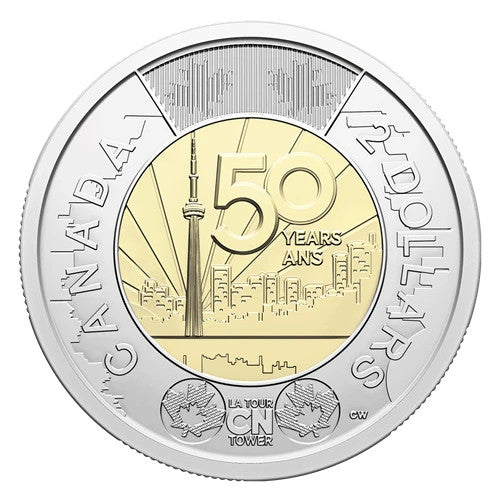 Canada 2026 CN Tower 50th Non Colourized Plain Toonie 2$ UNC coin0