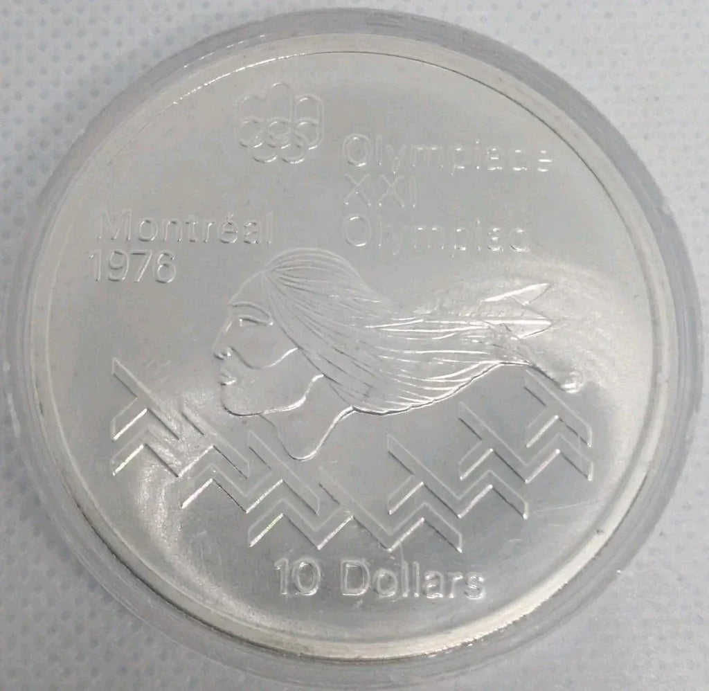 Canada 1975 Montreal Olympics 10 Ten Dollar Silver Coin - Hurdles - NumisFind