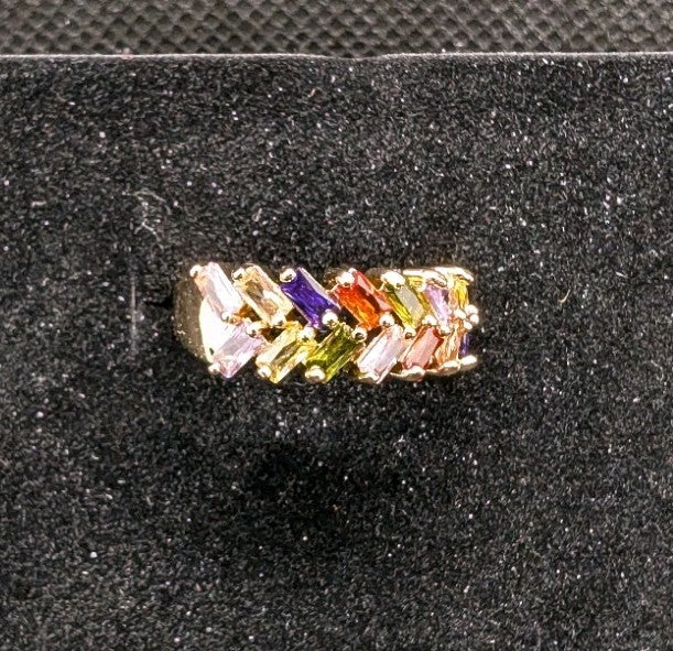 Pure 18K Gold plated Ring with colourful stones for Women beautiful jewelry1