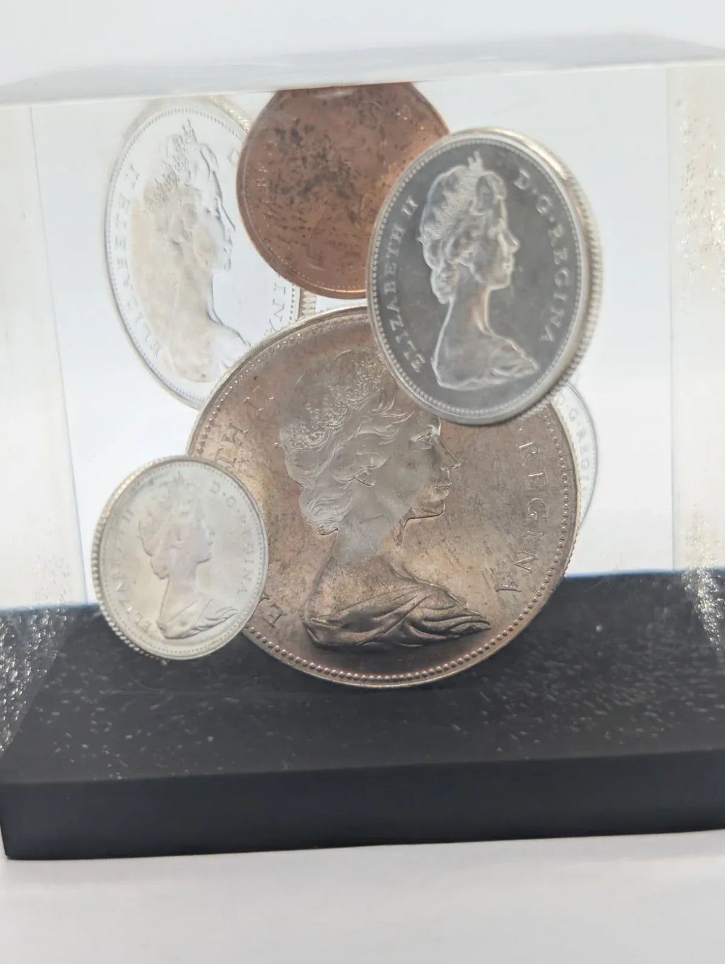 1965 Canada Silver Coin Set In epoxy cube - 0.8 Silver coins - NumisFind