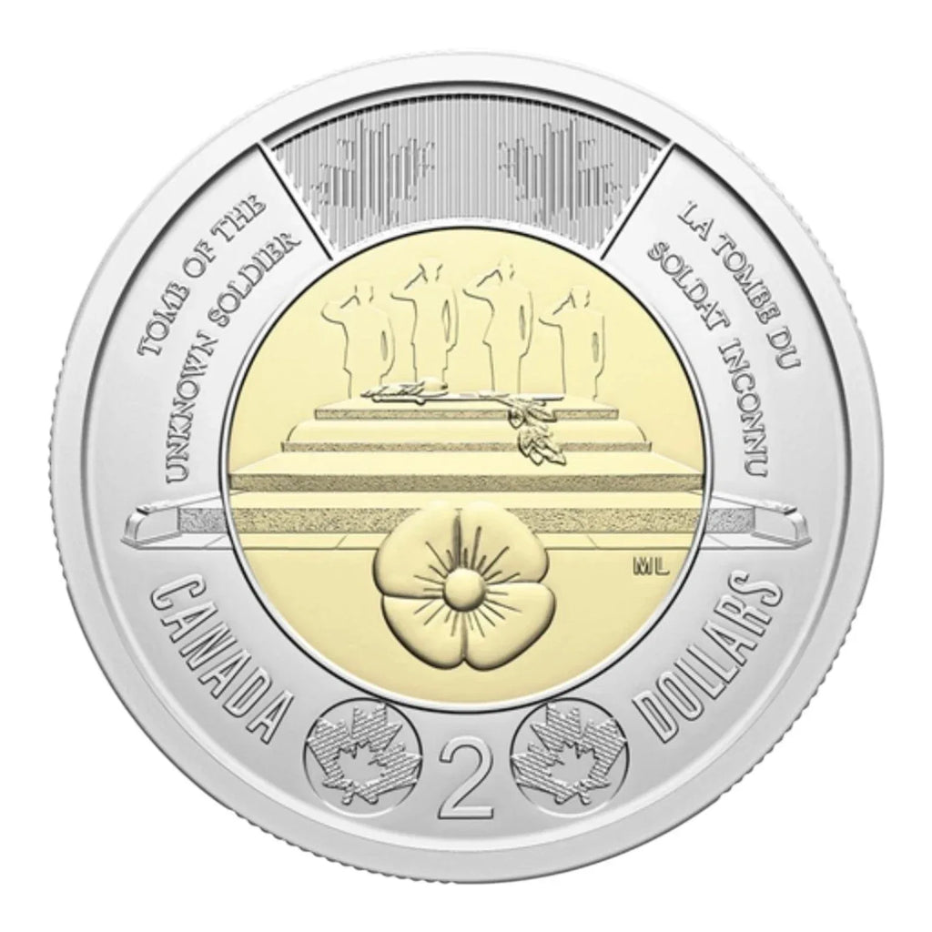 2025 Canada $2 coin Toonie Tomb of the Unknown Soldier - uncoloured- from roll - NumisFind