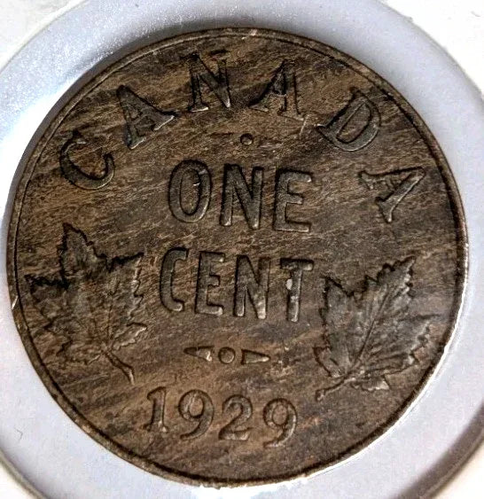 1929 Canada ONE CENT - Low 9 Great Condition - With Oxidation Line - NumisFind
