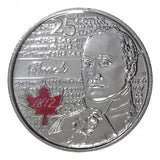 2012 Brock coloured Canada 25 cents quarter - BU From Roll0