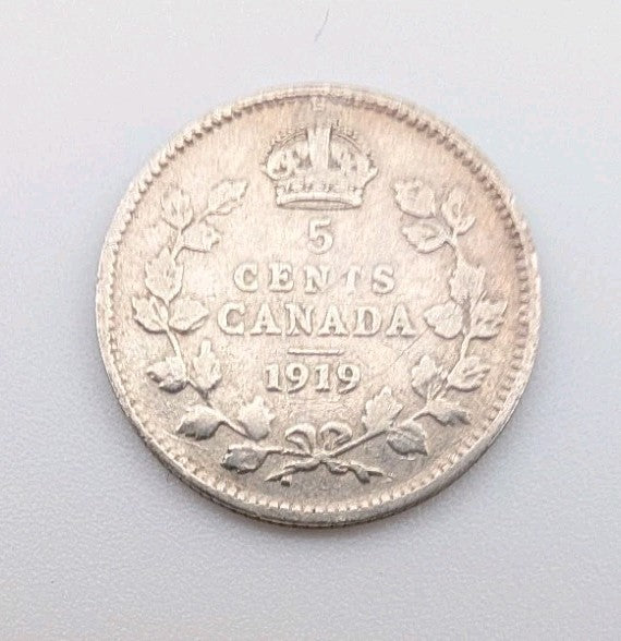 1919 Canada Stirling Silver 5 Cent Coin .925 Nice Condition 0