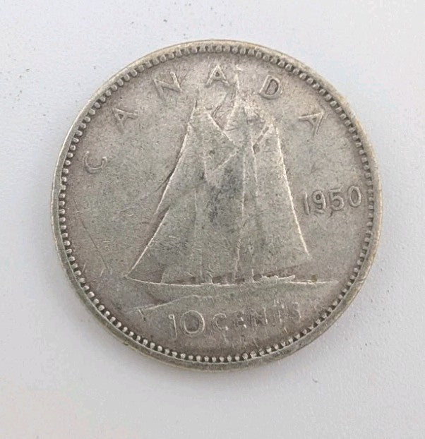 1950 Canada 10c Silver coin Dime - 2g of pure silver0