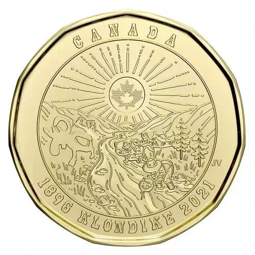 BU Canada 18962021 Klondike Gold Rush Uncoloured $1 dollar loonie coin - NumisFind