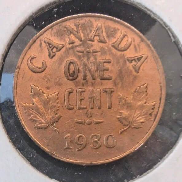 VF 1930 Canada Small Cent Coin. SEMI KEY DATE 1 Penny George V 1p0